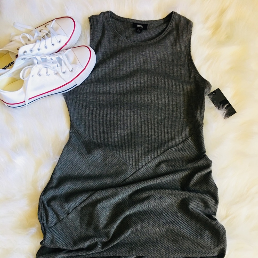 Mossimo Grey Ribbed Midi dress